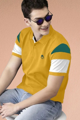 NVK Colorblock Men Polo Neck Reversible Yellow T-Shirt