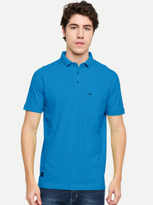 Mudo Solid Men Polo Neck Dark Blue T-Shirt