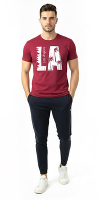 KWINGS Printed Men Round Neck Red T-Shirt