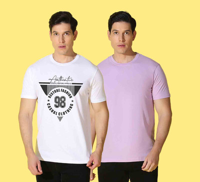 WOOSTRO Printed Men Round Neck Multicolor T-Shirt