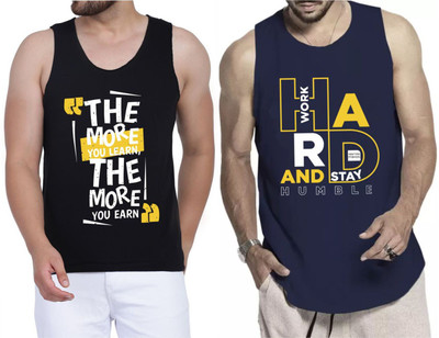 Restore Typography Men Round Neck Black, Blue, Multicolor T-Shirt