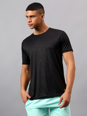 VECTOR X Solid Men Round Neck Black T-Shirt
