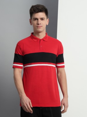 METRONAUT Striped Men Polo Neck Red T-Shirt