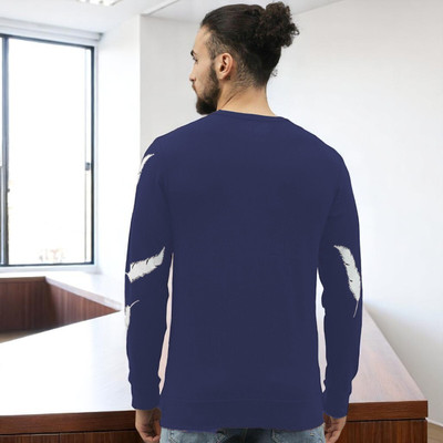 Autna Printed Men Round Neck Navy Blue T-Shirt