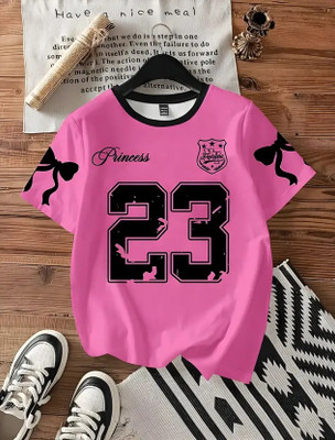 dione fashion Geometric Print Women Round Neck Black T-Shirt