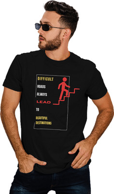 stilotee Printed Men Round Neck Black T-Shirt