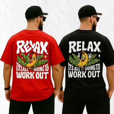 Madilyn Printed Men Round Neck Black, Red T-Shirt