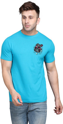 tfurnish Printed Men Round Neck Light Green T-Shirt