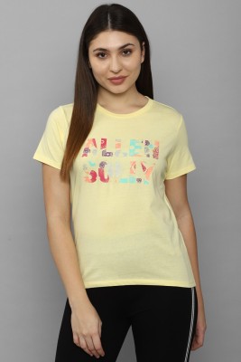 Allen Solly Typography Women Round Neck Yellow T-Shirt