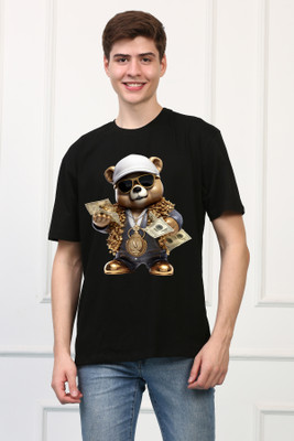 Awaken Armor Printed Men Round Neck Black T-Shirt