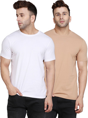 SLOWLORIS Solid Men Round Neck Multicolor T-Shirt