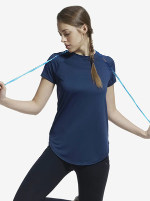 JOCKEY Solid Women Round Neck Blue T-Shirt