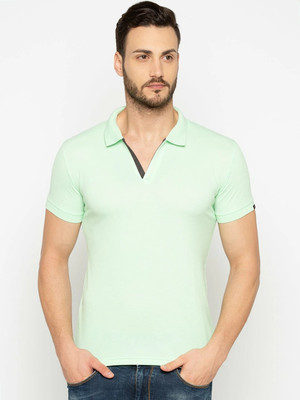 Status Quo Solid Men Polo Neck Green T-Shirt