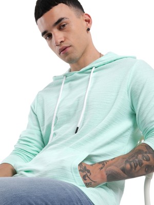 WROGN Solid Men Hooded Neck Green T-Shirt