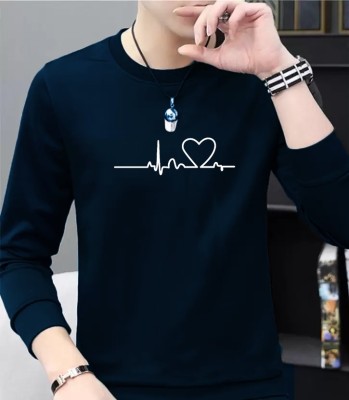 LGR FASHION Graphic Print Men Round Neck Navy Blue, White T-Shirt