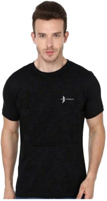 joy&happiness Printed Men Round Neck Black T-Shirt