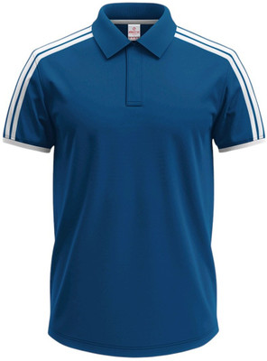 click n buy Striped Men Polo Neck Multicolor T-Shirt