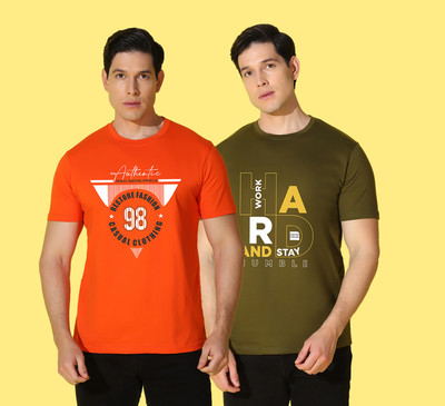 WOOSTRO Graphic Print, Typography Men Round Neck Multicolor T-Shirt