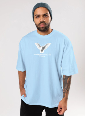 HouseOfCommon Printed Men Round Neck Blue T-Shirt
