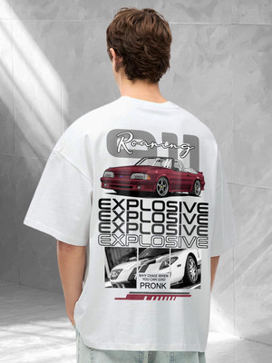 Pronk Printed Men Round Neck White T-Shirt