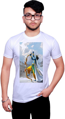 KRYONIX Printed Men Round Neck White T-Shirt