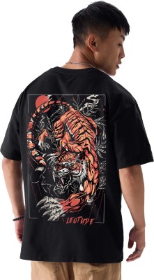 Leotude Printed Men Round Neck Black T-Shirt