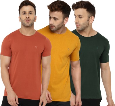 CHKOKKO Solid Men Round Neck Multicolor T-Shirt