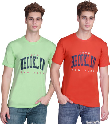 Zeffit Printed Men Round Neck Green, Multicolor T-Shirt