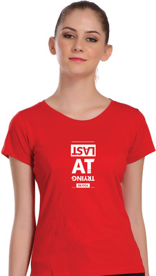 APEX Printed Women Round Neck Red T-Shirt