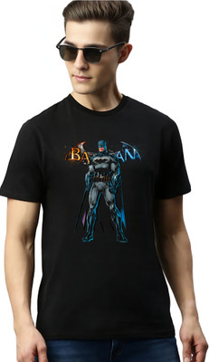 TEEGALLARY Printed Men Round Neck Black T-Shirt