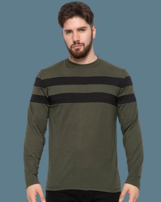 EMERALD Solid Men Round Neck Black, Green T-Shirt