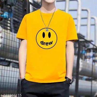 ElecTro Fashion Graphic Print Men Round Neck Yellow T-Shirt