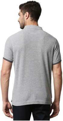 BASICS Self Design Men Polo Neck Grey T-Shirt