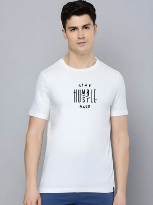 Moda Rapido Self Design Men Round Neck White T-Shirt