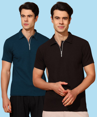 METRONAUT Solid Men Polo Neck Multicolor T-Shirt
