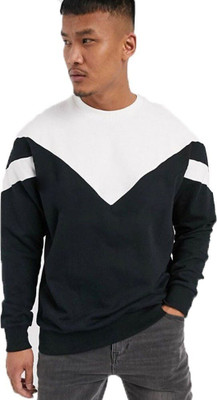 Styvibe Colorblock Men Round Neck Black T-Shirt