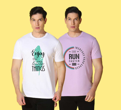 WOOSTRO Printed Men Round Neck Multicolor T-Shirt