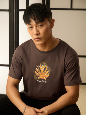 The Souled Store Cartoon Men Round Neck Brown T-Shirt
