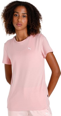 PUMA Solid Women High Neck Pink T-Shirt