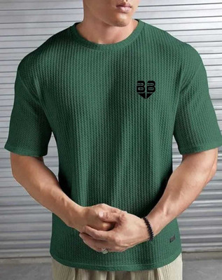 BOOM BAAM Printed Men Round Neck Green T-Shirt