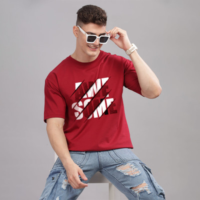 SolaceActive Printed Men Round Neck Reversible Maroon T-Shirt