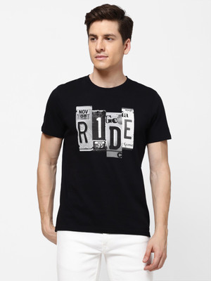 Wrangler Graphic Print Men Round Neck Black T-Shirt