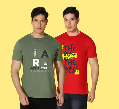 WOOSTRO Typography, Solid Men Round Neck Multicolor T-Shirt