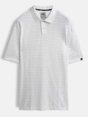 WROGN Self Design Men Polo Neck White T-Shirt