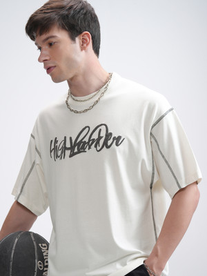 HIGHLANDER Printed Men Round Neck White T-Shirt