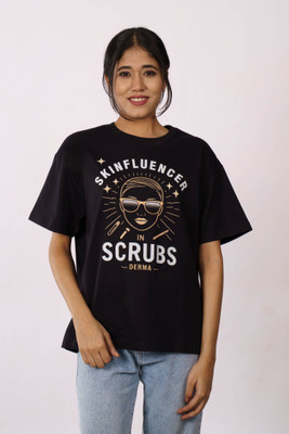 Bandar Baant Graphic Print Women Round Neck Black T-Shirt