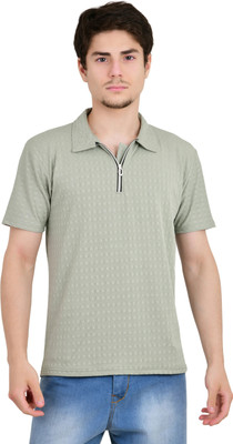 KEOTI Solid Men Polo Neck Light Green T-Shirt