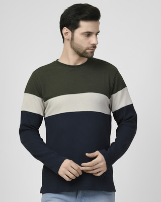 SMASH SMART WEAR Colorblock Men Round Neck Navy Blue T-Shirt