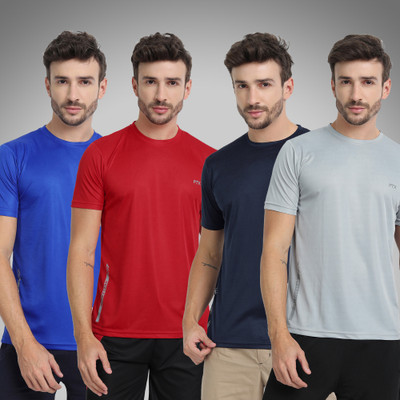 FTX Solid Men Round Neck Multicolor T-Shirt