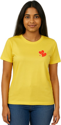 purycot Solid Women Round Neck Yellow T-Shirt